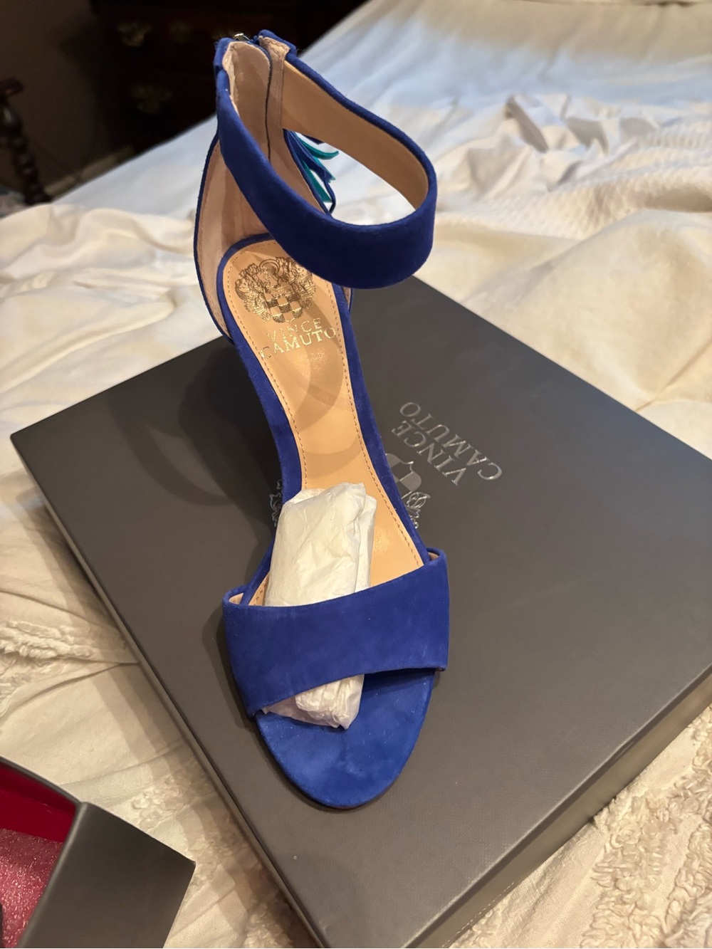 Vince Camuto Cobalt Suede Ankle-Strap Heel